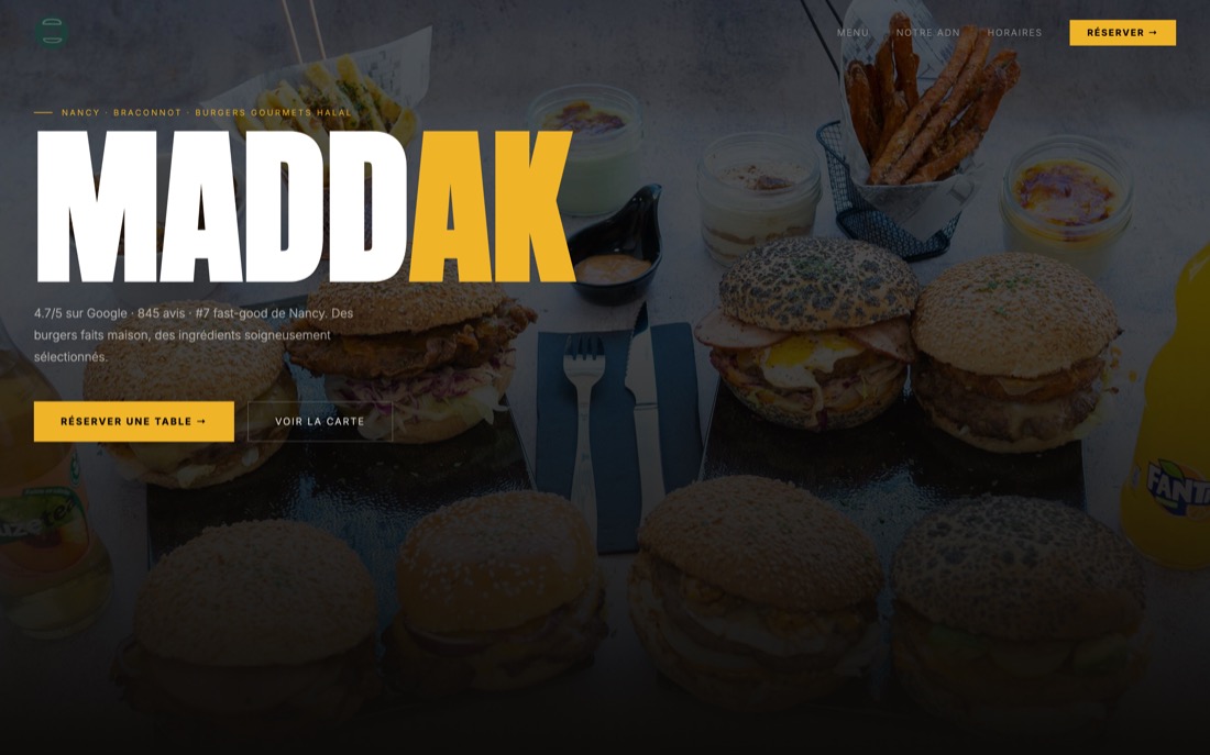 Site vitrine burgers